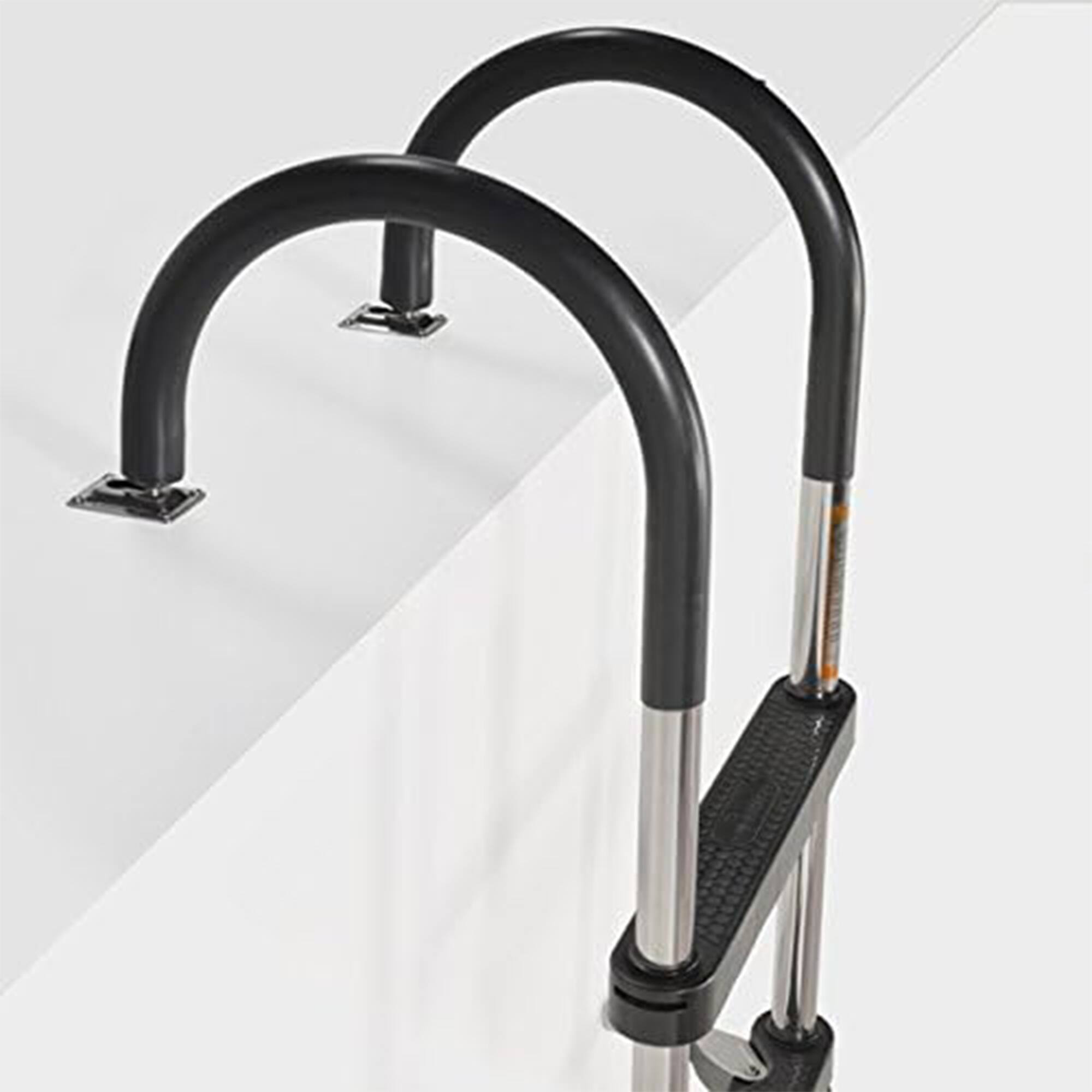 Alt View 7. RecPro - RecPro Compact Stainless Steel Heavy Duty 4 Step Pontoon Boat Boarding Ladder - Silver.