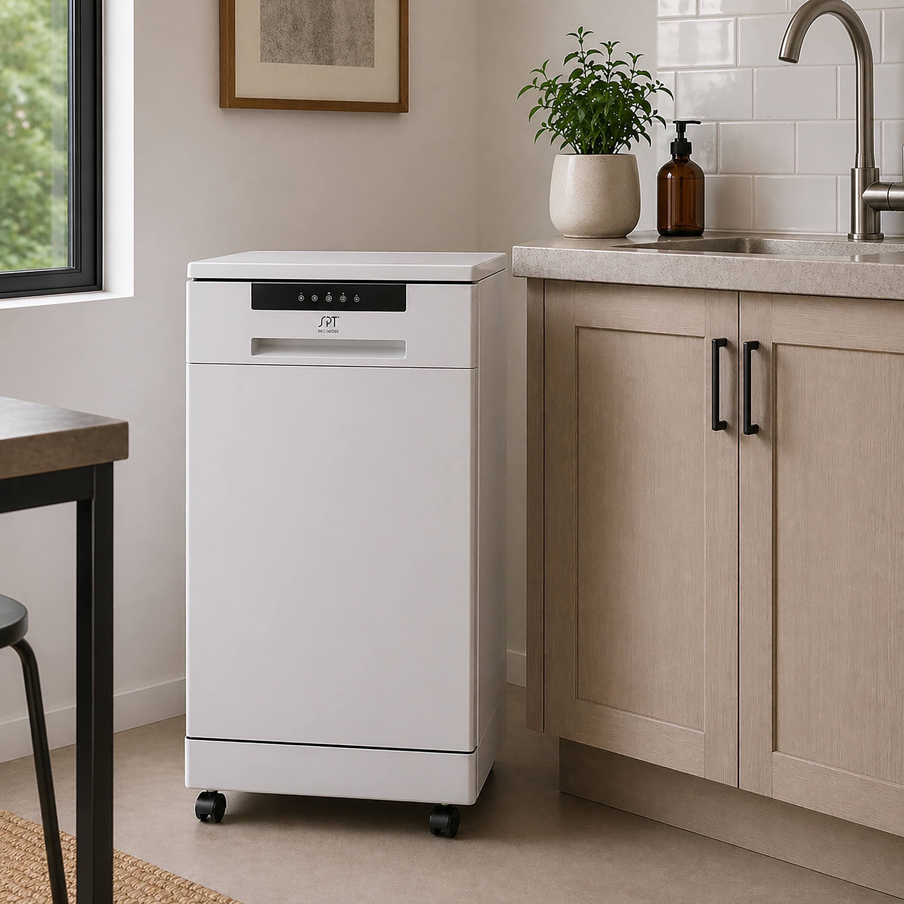 Alt View 5. SPT - 18 in. White Electronic Portable 120-volt Dishwasher with 6-Cycles with 8 Place Setting Capacity - White.