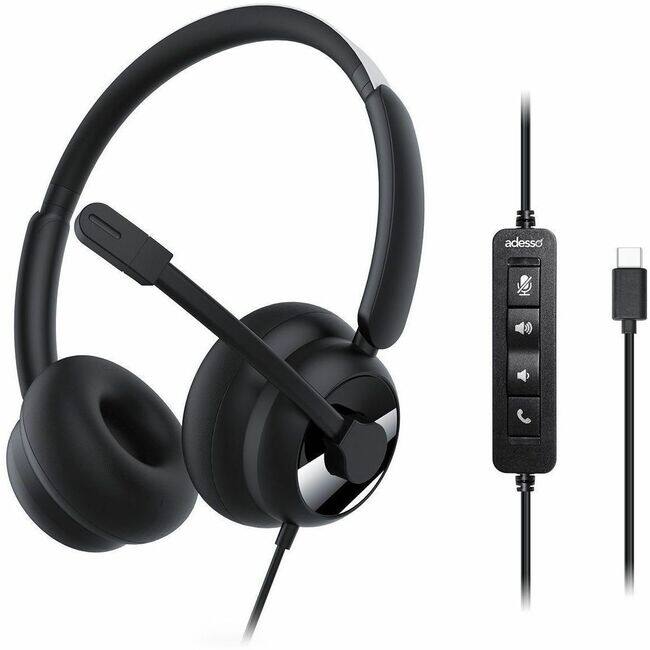 Front. Adesso - Adesso Xtream P9-TAA Headset - Stereo - USB Type C, USB Type A - Wired - 32 Ohm - 20 Hz to 20 kHz - Over-the-head - Unknown.