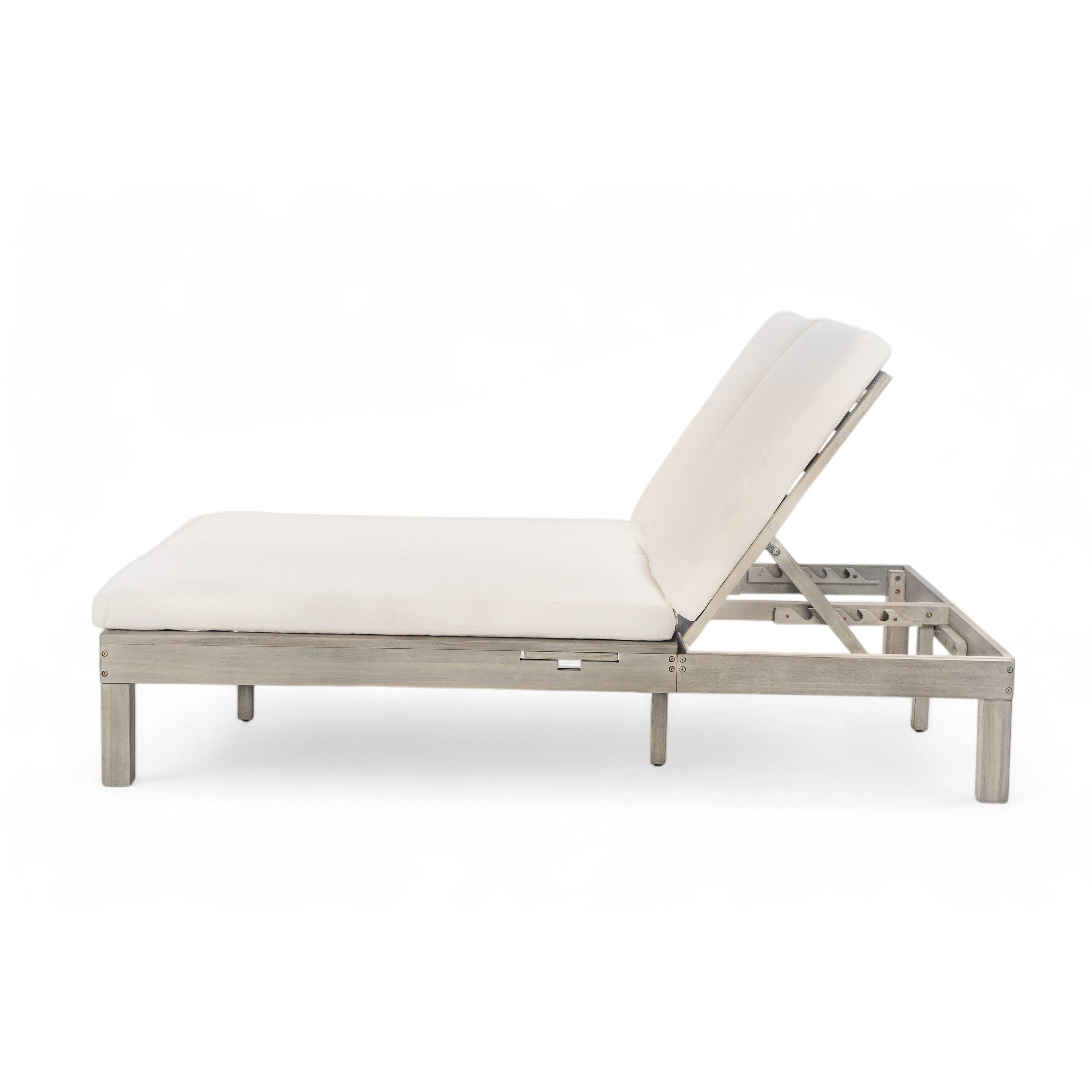 Alt View 9. Loheer - Double Outdoor Chaise Lounge with 5-Position Adjustable Backrest, Cushion & Folding Side Trays - Gray.
