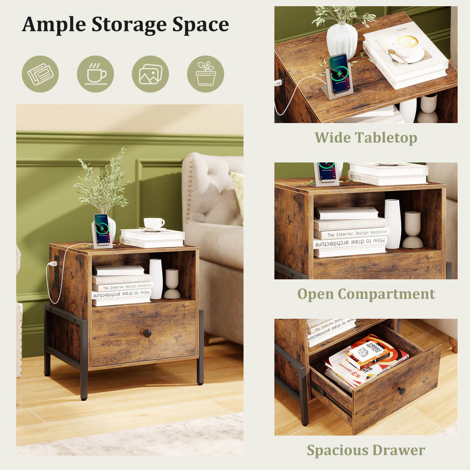 Ample Storage Space

Wide Tabletop

Open Compartment

Spacious Drawer