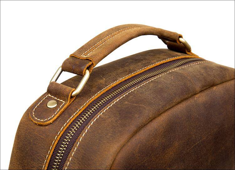Alt View 6. Steel Horse Leather - The Langley Backpack | Genuine Vintage Leather Backpack - Brown.