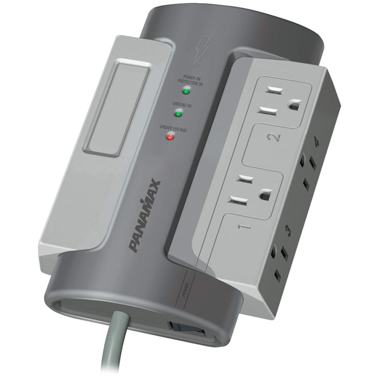 Panamax - M4-ex Premium Series Max M4-ex Surge Protector, 4 Outlets, 8-ft. Cord, And Black - Gray