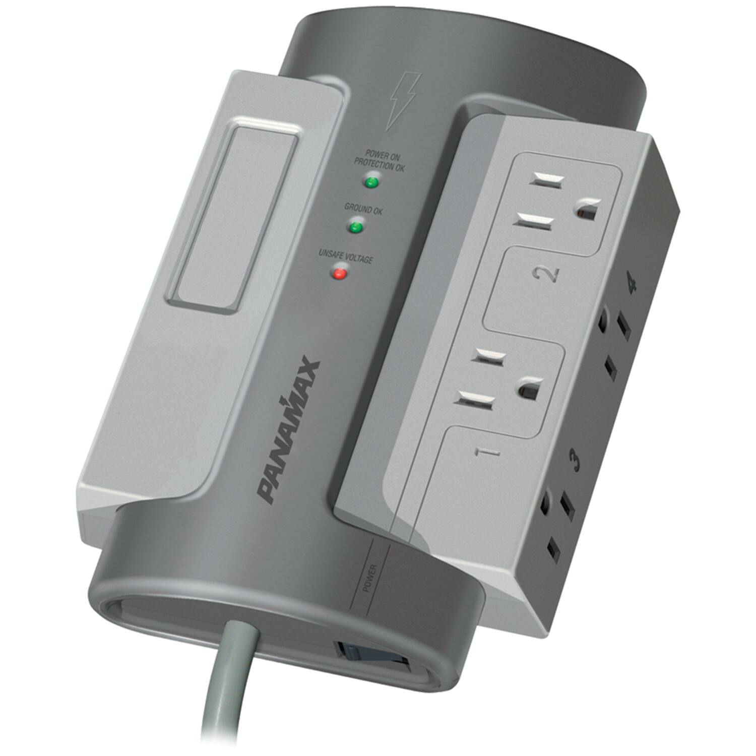 Panamax - M4-ex Premium Series Max M4-ex Surge Protector, 4 Outlets, 8-ft. Cord, And Black - Gray