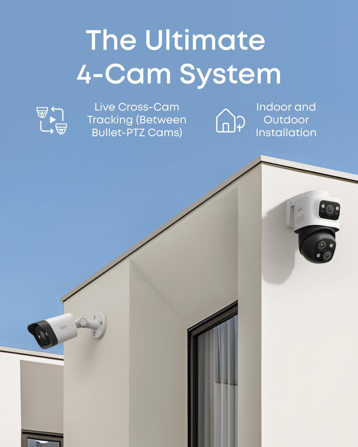 The Ultimate 4-Cam System

Live Cross-Cam Tracking (Between Bullet-PTZ Cams)

Indoor and Outdoor Installation