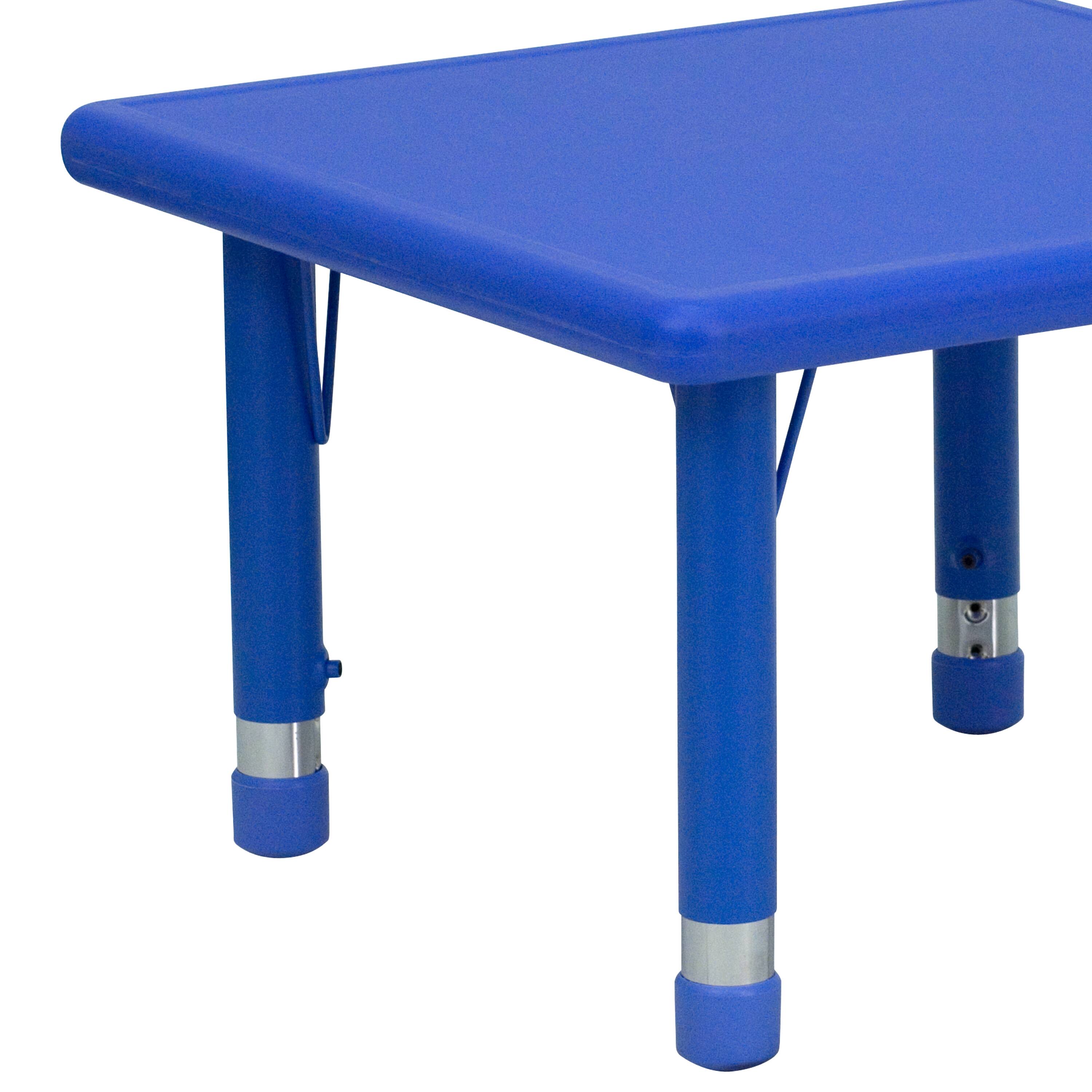 Alt View 8. Emma + Oliver - 24" Square Plastic Height Adjustable Activity Table - Blue.