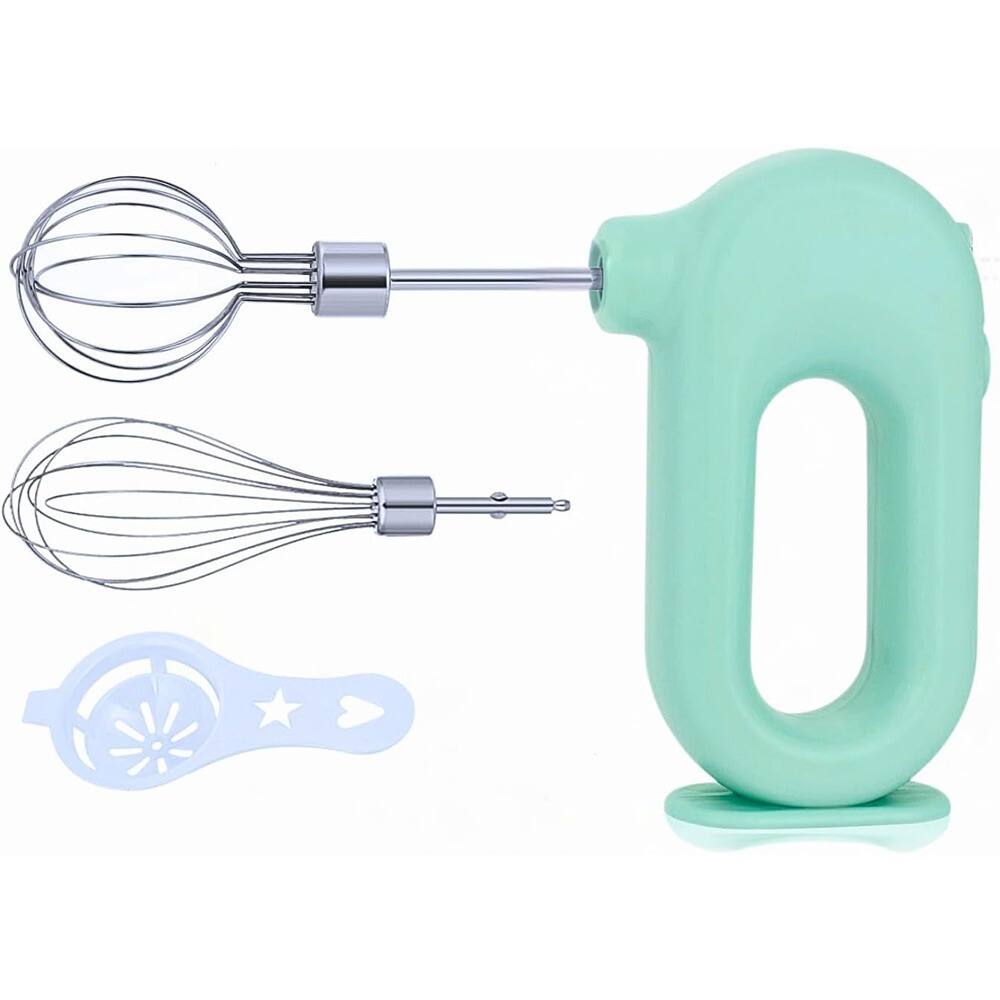 Front. ACJPR - Mini Cordless Electric Hand Mixer – USB Rechargeable Handheld Egg Beater with 2 Whisks, 4 Speeds, Portable - Green.