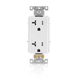 Leviton - Decora Plus 20 amps 125 V Duplex Outlet 5-20R 1 pk - White