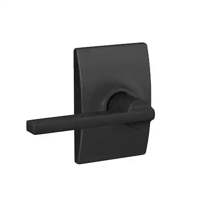 Front. Schlage - Schlage F10 LAT 622 CEN Latitude Door Lever with Century Trim, Hall & Closet Passage Lock, Matte Black - Black.