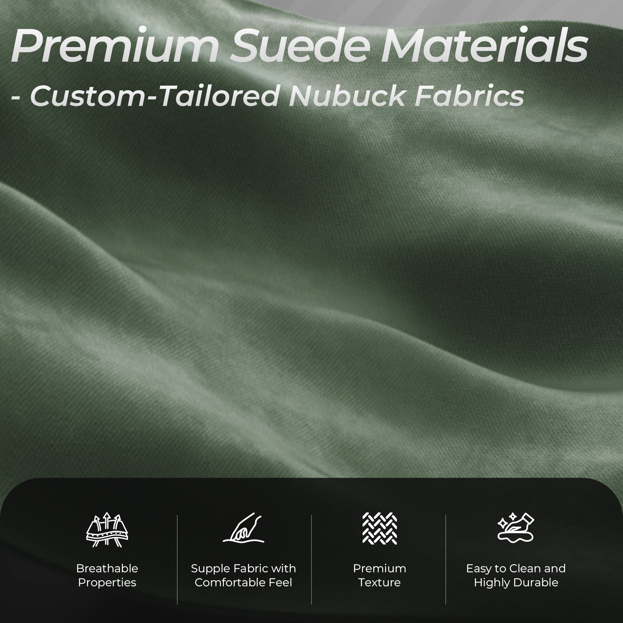 Premium Suede Materials - Custom-Tailored Nubuck Fabrics

- Breathable Properties
- Supple Fabric with Comfortable Feel
- Premium Texture
- Easy to Clean and Highly Durable