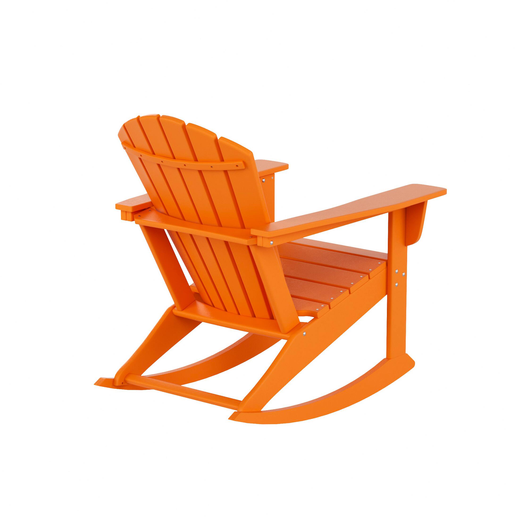 Alt View 1. WestinTrends - WestinTrends Dylan Outdoor Patio Poly Plastic Adirondack Rocking Chair - Orange.