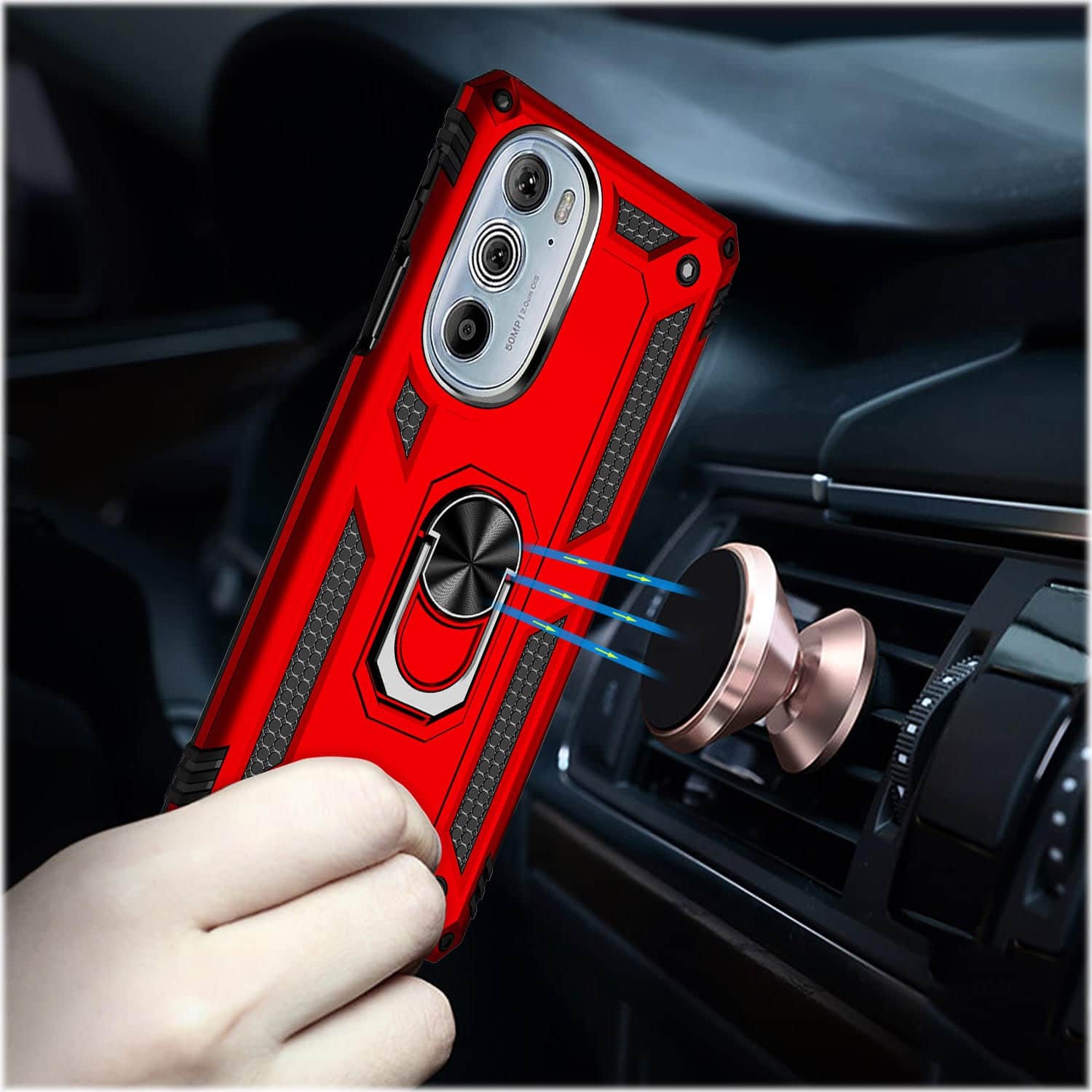 Alt View 13. SaharaCase - Military Kickstand Series Case for Motorola Edge+ (2022) - Red.