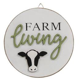 BreeBe - *Farm Living Round Easel Sign - White