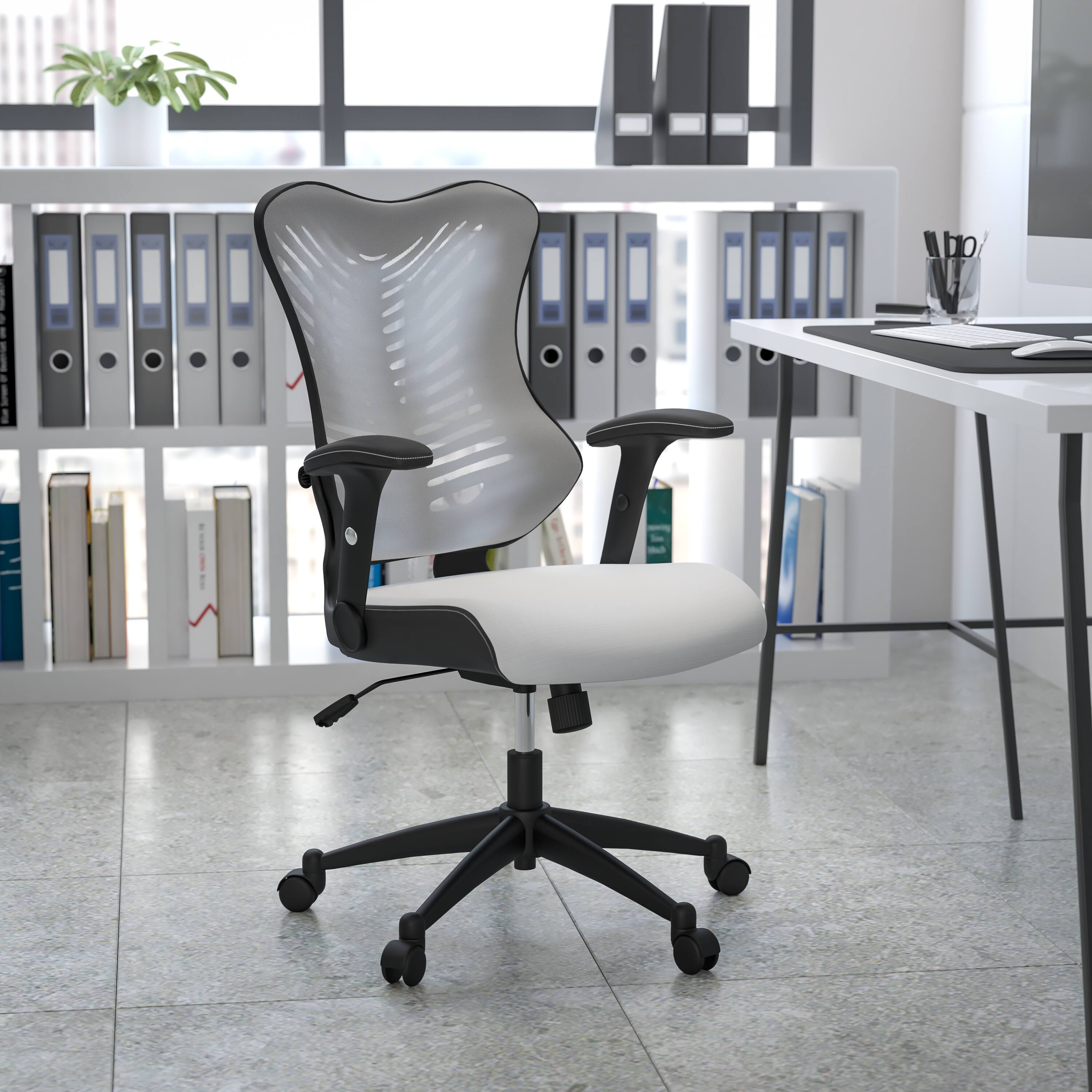 Alt View 1. Emma + Oliver - High Back Designer Mesh Executive Ergonomic Office Chair w/ Adjustable Arms - White Mesh.