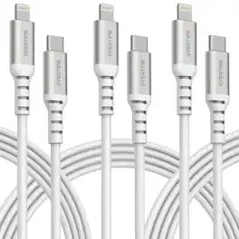 Overtime - Apple MFI Certified USB-C to Lightning 6ft Cable, Fast Charging & Data Transfer, White - White