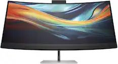 Front. HP - HP 740pm 40" Class Webcam 5K2K WUHD Curved Screen LED Monitor - 21:9 - Black, Silver - black.