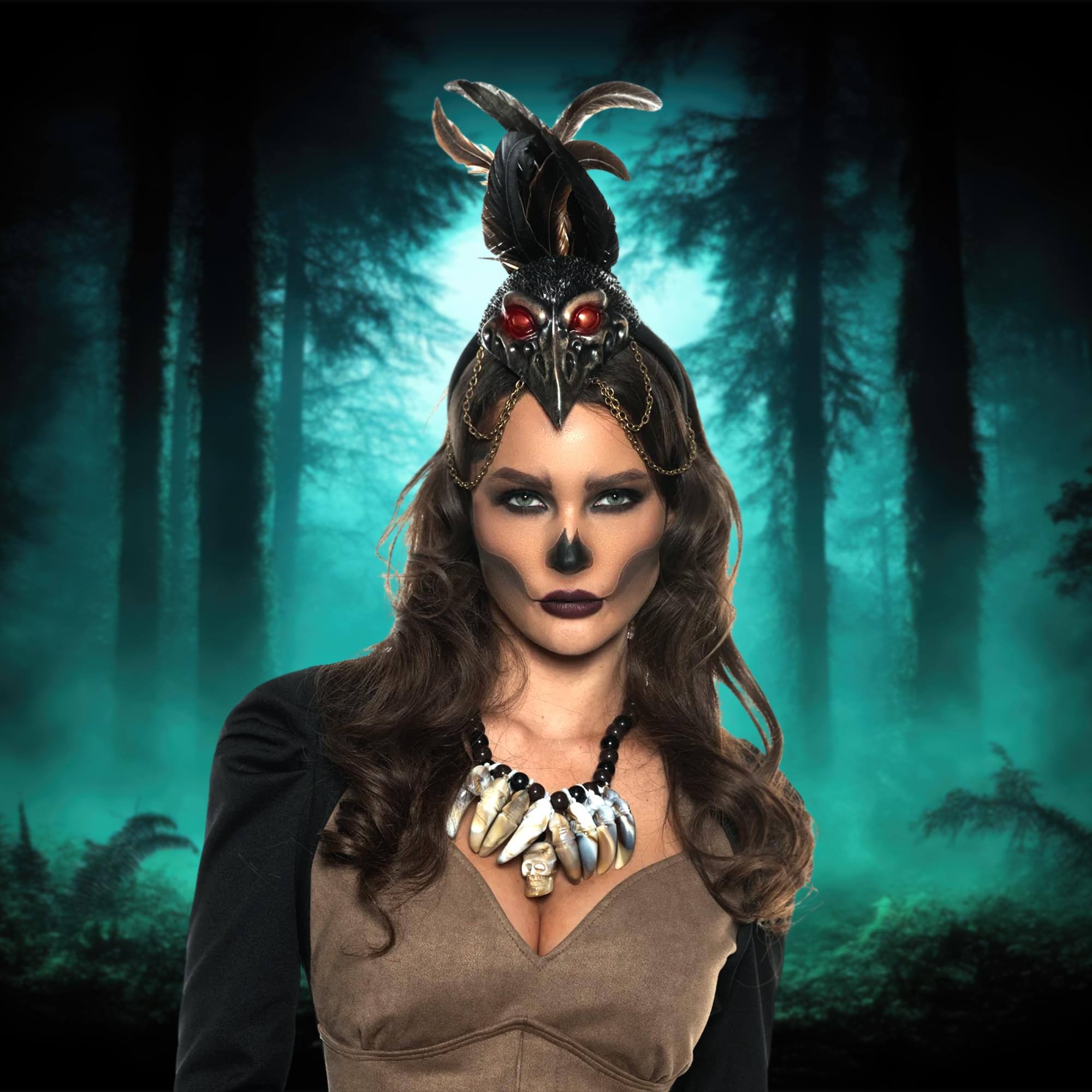 Alt View 10. Underwraps - Black Crow Voodoo Adult Costume Headpiece - Black.