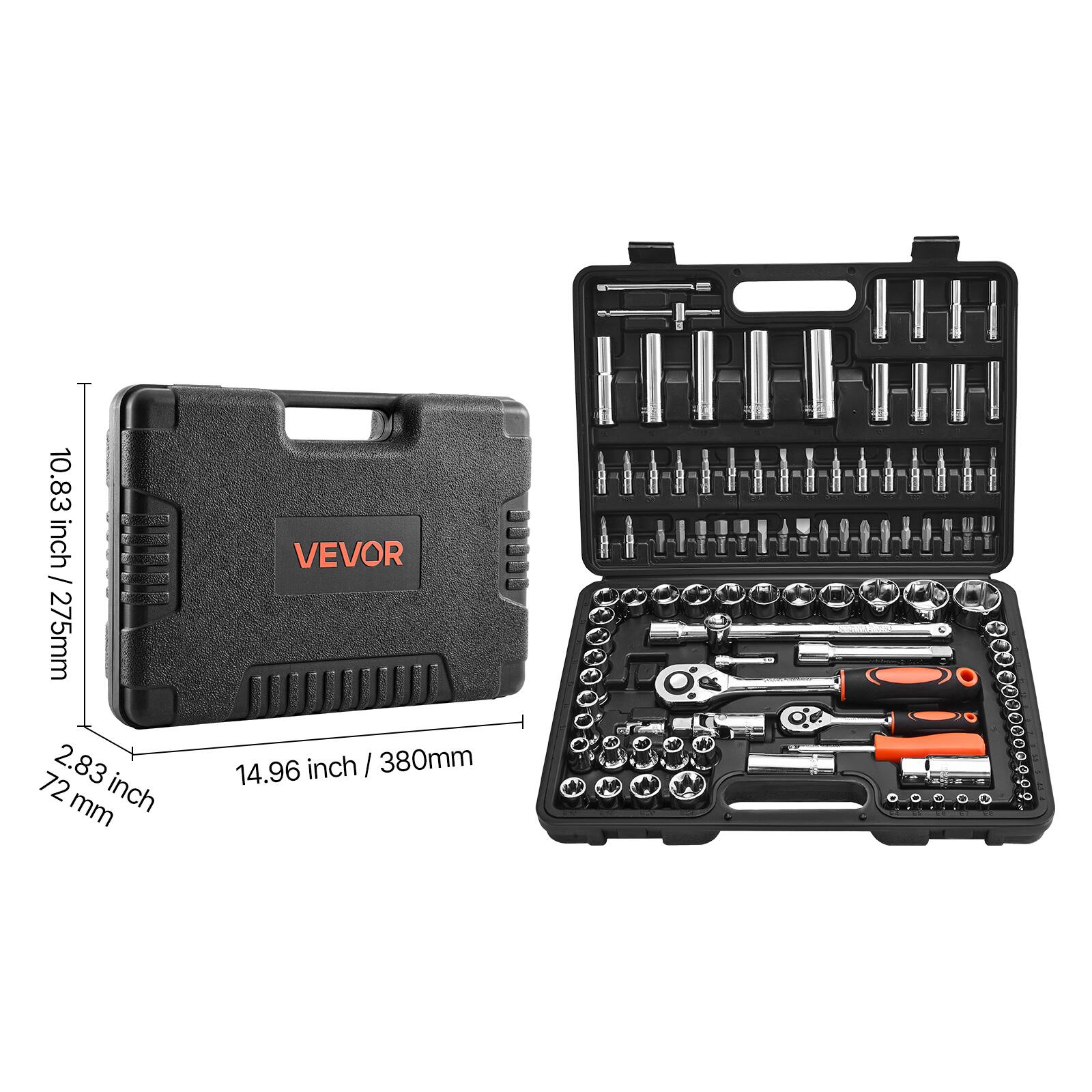 10.83 inch / 275mm  
2.83 inch / 72 mm  
14.96 inch / 380mm