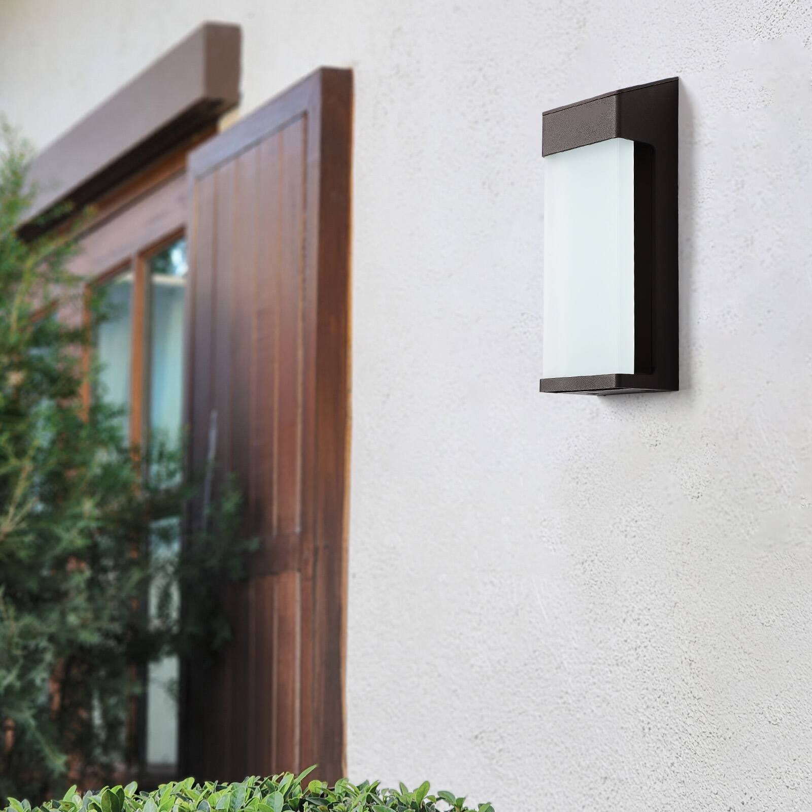 Alt View 1. Oumilen - 2-Pack Solar Square-Rectangle Wall Lights 8.07In Warm White LED IP65 Waterproof Outdoor Sconces.