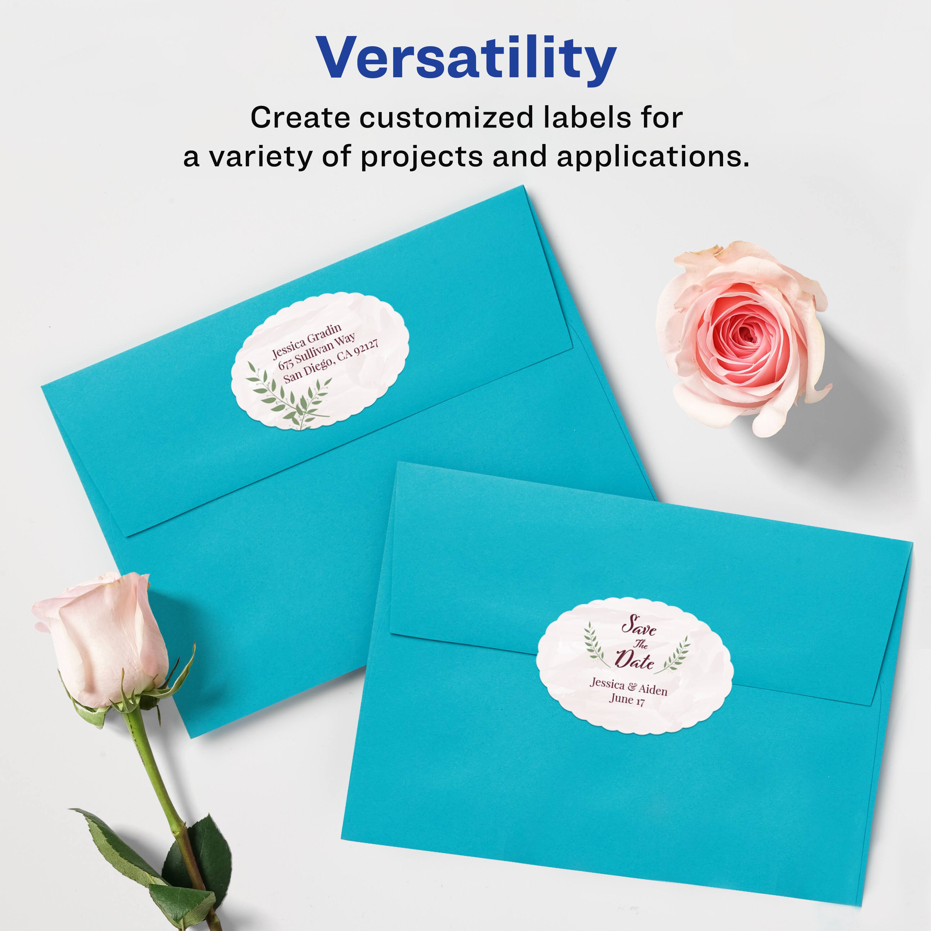 Versatility  
Create customized labels for a variety of projects and applications.  

Gradin Way  
Jessica Sullivan  
CA 92117  
675 Sullivan Way  
San Diego  

Save the Date  
Jessica & Aiden  
June 17