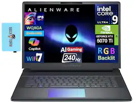 Alienware - Area-51 AI Gaming Laptop 16" 240Hz (Intel Ultra 9-275HX, RTX 5070 Ti, 32GB DDR5, 2TB SSD, Win 11 P) w/USB Hub - Liquid Teal