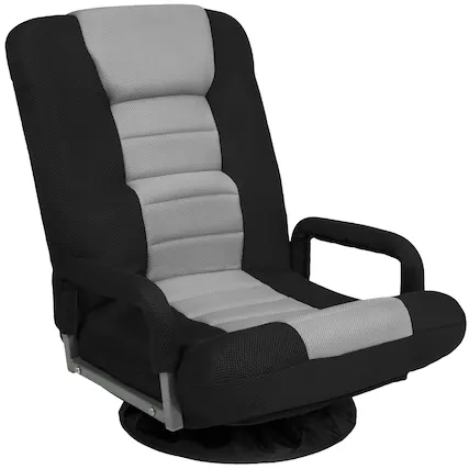 Front. Best Choice Products - Best Choice Products 360-Degree Swivel Gaming Floor Chair w/ Armrest Handles, Foldable Adjustable Backrest - Black/Gray - Black/Gray.