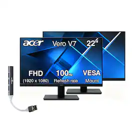 Acer - 22" FHD VA Monitor with 4ms Response Time, AMD FreeSync, Flicker Free, VESA Mount, HDMI & DKZ Hub, 2 Pack - Black