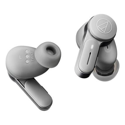 Front. Audio-Technica - Audio-Technica ATH-TWX7 Truly Wireless Earbuds with Hybrid Noise Cancellation - Gray.