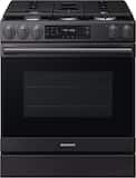 Samsung - 30 in. Wide 5 Burner 6.0 cu. ft. Bespoke Smart Slide-In Gas Range with No Preheat Air Fry Max and True Convection - Matte Black Steel