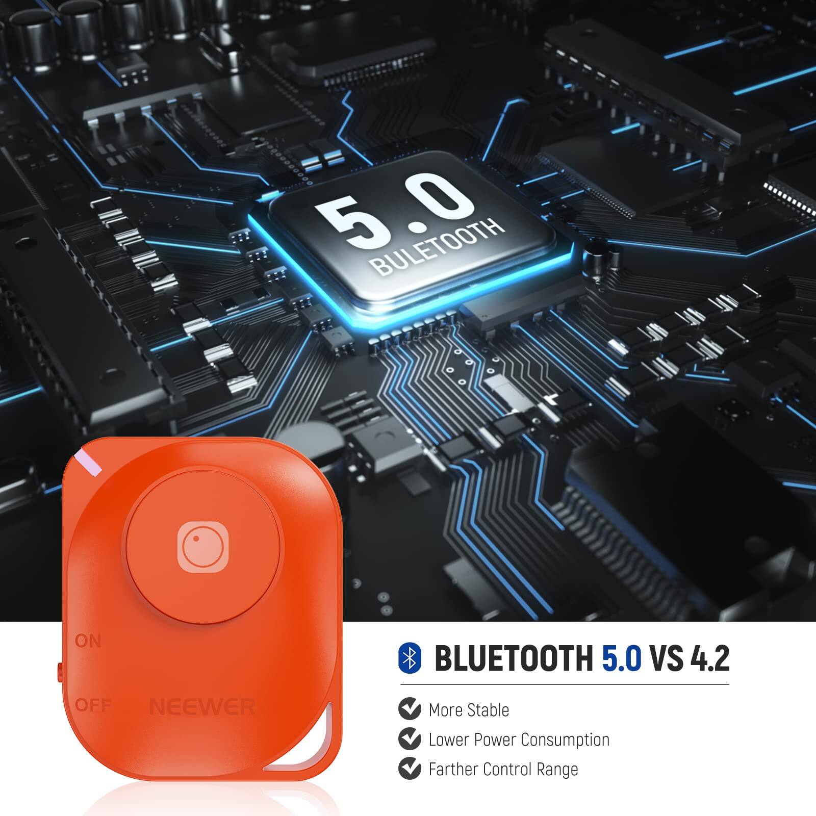 5.0 BLUETOOTH ON BLUETOOTH 5.0 VS 4.2 OFF NEEWER

More Stable
Lower Power Consumption
Farther Control Range
