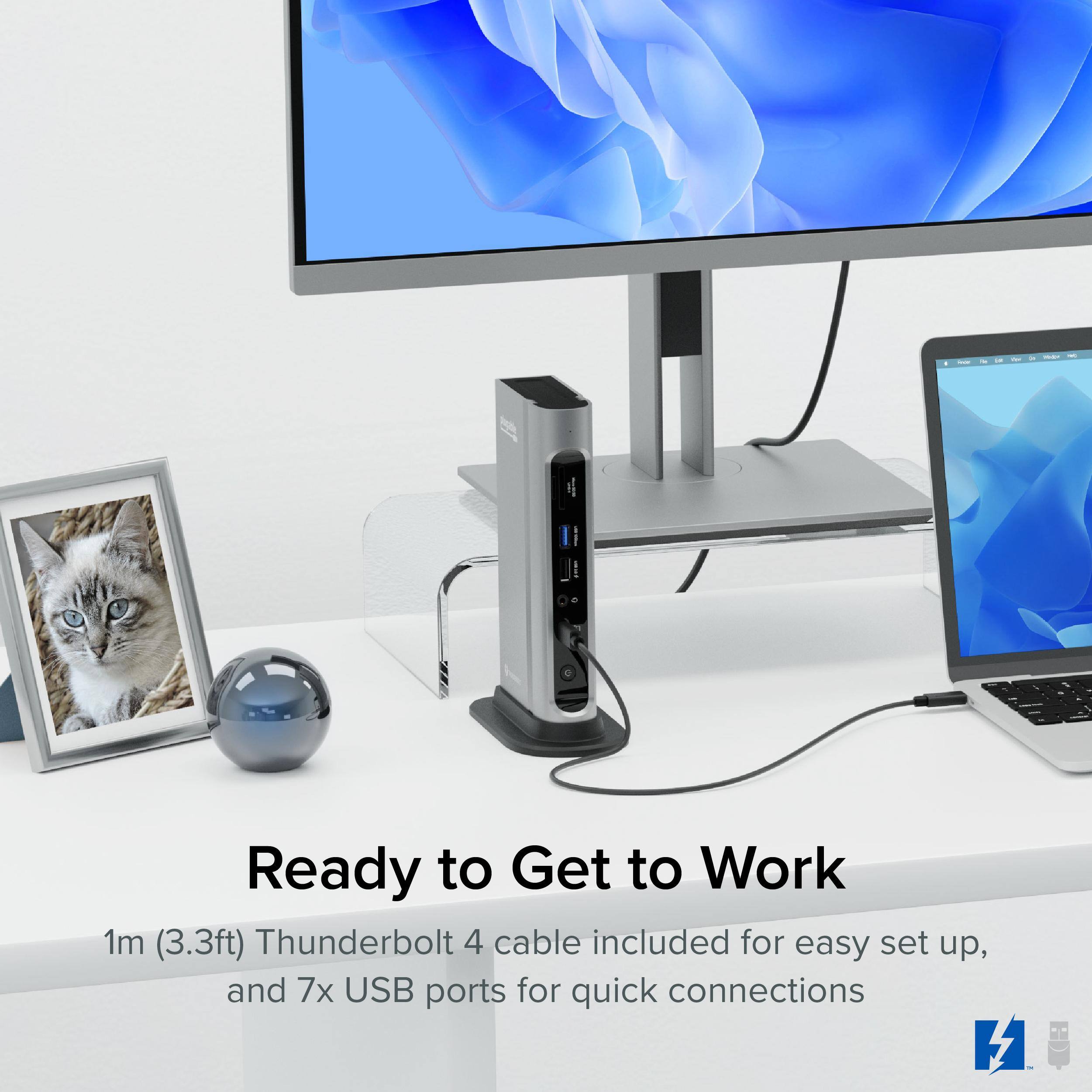 Ready to Get to Work  
1m (3.3ft) Thunderbolt 4 cable included for easy set up, and 7x USB ports for quick connections