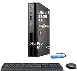 Dell - Upgraded - Pro Micro Desktop - MFF - Intel Core Ultra 5 - 32GB RAM - 512GB+512GB SSD - Wi-Fi 6E - Keyboard - Mouse - Windows 11Pro - Black
