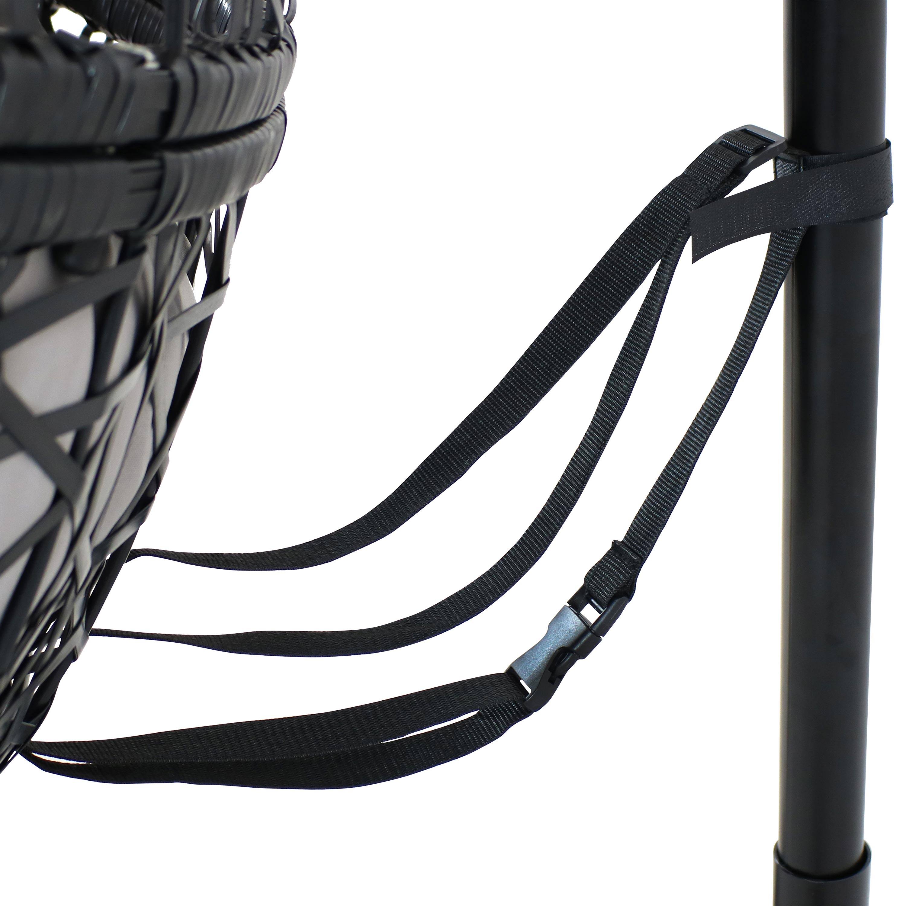 Alt View 7. Sunnydaze - Black Resin Wicker Round Hanging Egg Chair with Cushions - Gray.