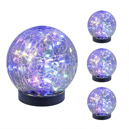 Front. COWIN - Solar Globe Lights 4 Pack Glass Ball Lights Outdoor Waterproof Solar Balls Lights - multicolor.