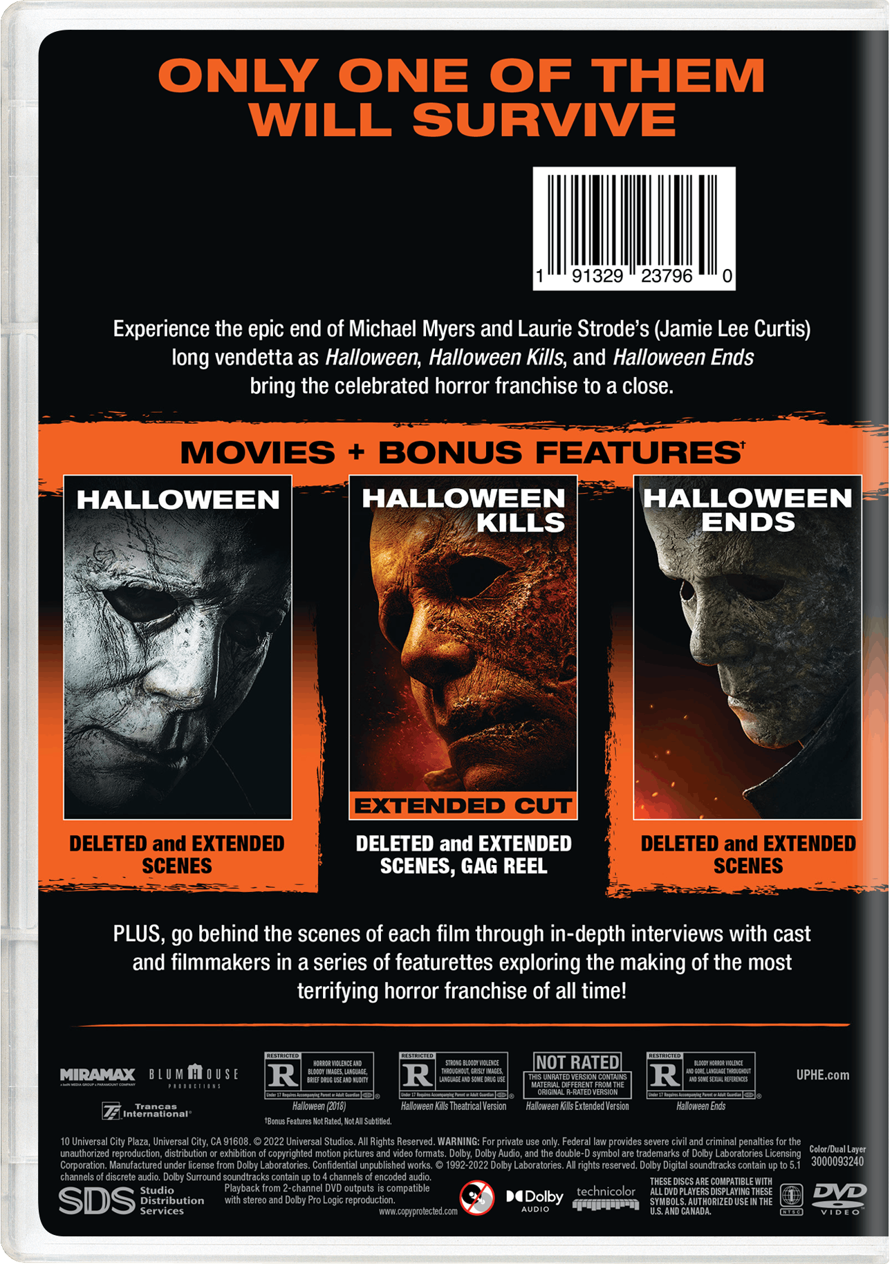 Back. Halloween/Halloween Kills/Halloween Ends (Box Set) [DVD].