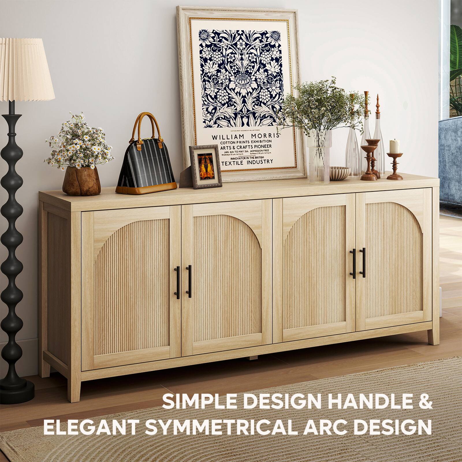 WILLIAM MORRIS COTTON PRINTS EXHIBITION  
ARTS & CRAFTS PIONEER  
TEXTILE INDUSTRY  

SIMPLE DESIGN HANDLE & ELEGANT SYMMETRICAL ARC DESIGN