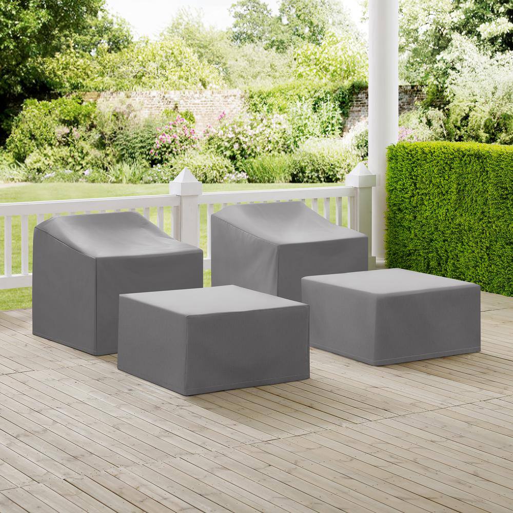 Alt View 1. Crosley Furniture - 4Pc Outdoor Furniture Cover Set - 2 Arm Chairs & 2 Ottomans - Gray.