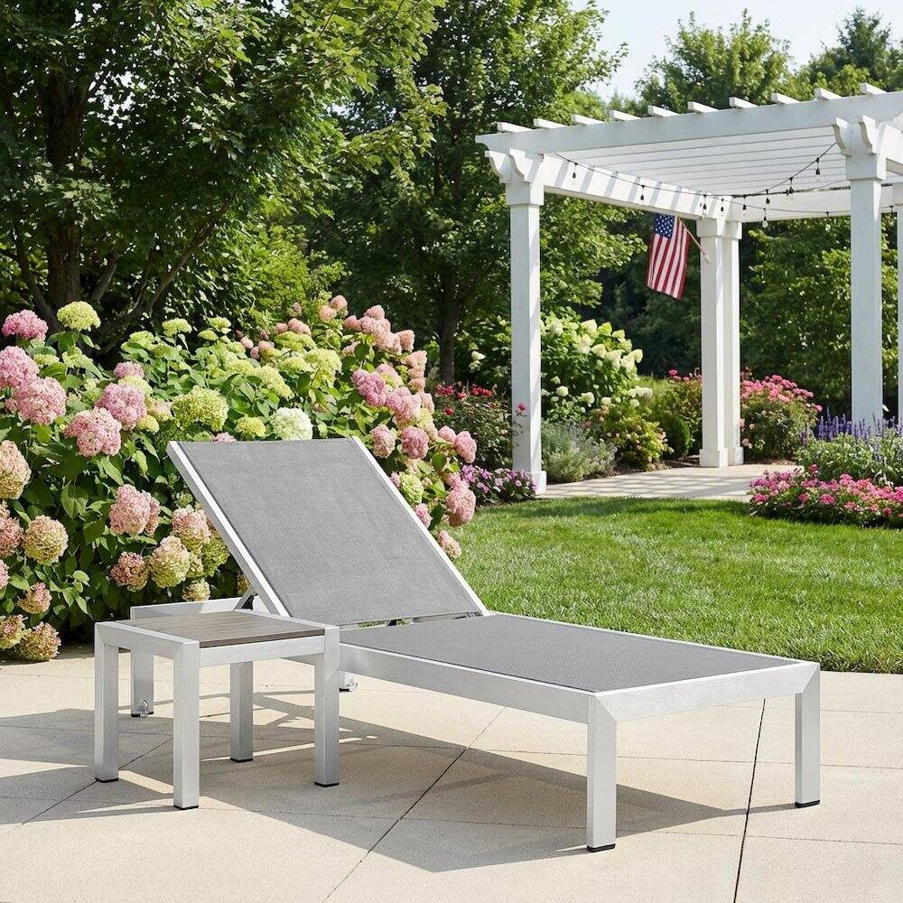 Left. Outdoor Escape - Outdoor Lounge Chairs Set With Aluminum Frame And Cushioned Seats - Black.
