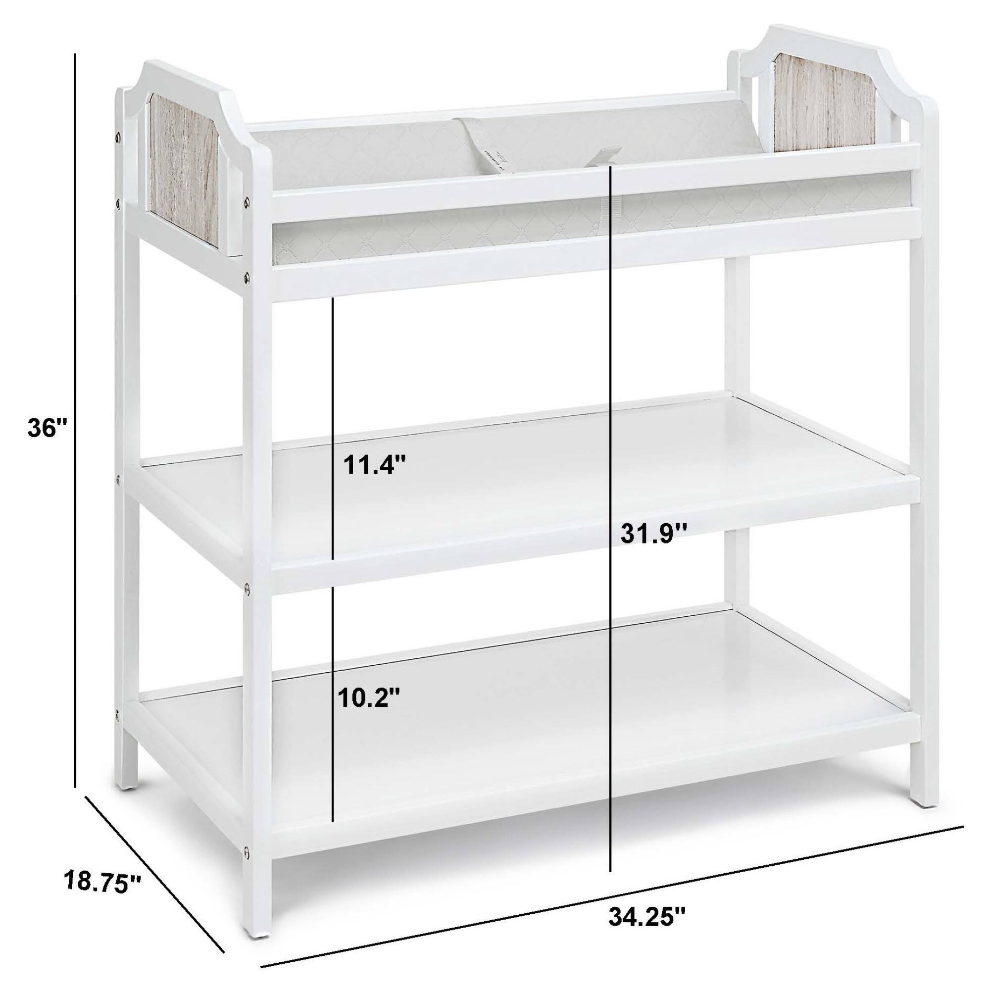 Alt View 1. GOODSILO - Modern Gray Wooden Baby Changing Table with Safety Rails and Open Shelf Storage for Nursery Organization - White+gray.
