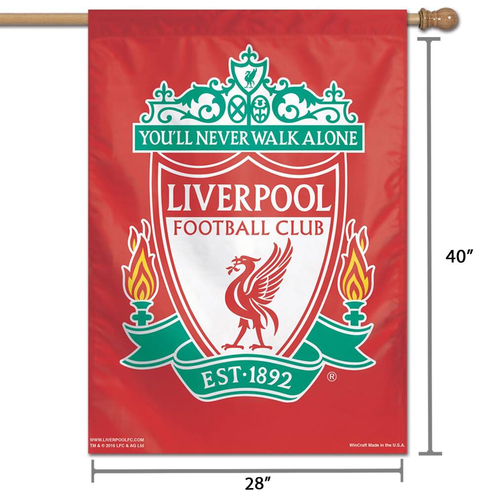 You'll Never Walk Alone  
Liverpool Football Club  
Est. 1892  

www.liverpoolfc.com  

TM & © 2016 LFC & AG Ltd  
WinCraft Made in the U.S.A.  

40" x 28"