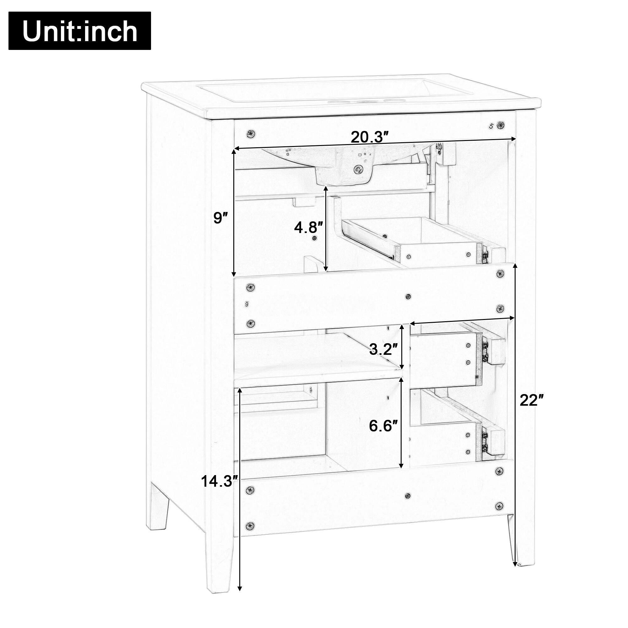 Unit: inch  
20.3" + 9"  
4.8"  
3.2"  
22"  
6.6"  
14.3"