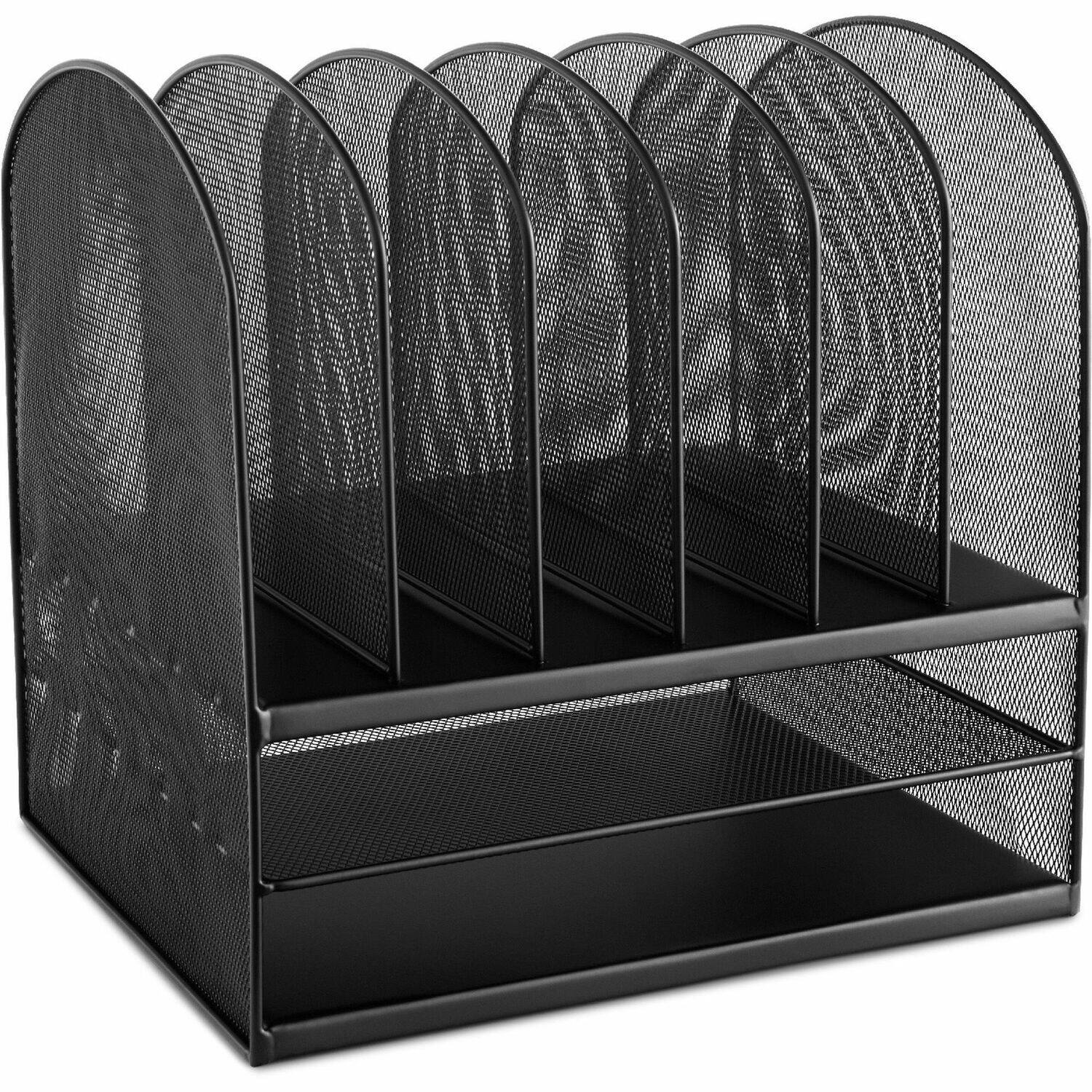 Front. Safco - Safco Onyx 2 Horizontal/6 Upright Desk Organizer 8 Compartment 13" x 13.25" x 11.50" Desktop Black Steel - Black.