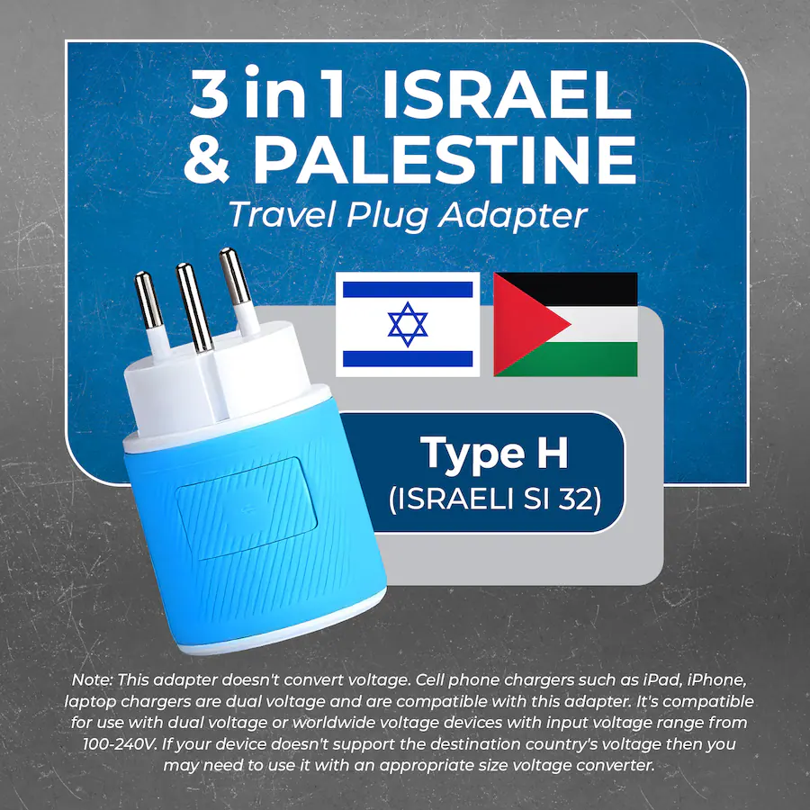 Israeli Plug Adapter Orei Israel Plug Adapter (Type H) – Dual USB & USA Input – Compact ...