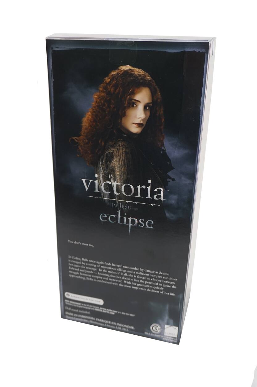 Victoria  
Eclipse  
The Twilight Saga

You don't trust me.

In Eclipse, Bella once again finds herself surrounded by danger as Seattle is engulfed by a string of mysterious killings. In the midst of it all, she is forced to choose between Edward and Jacob. Bella is confronted with the most important decision of her life as she is forced to choose between her graduation and her potential to ignite the most important decision of her life.

You don't trust me.