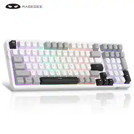 MageGee - Light100 Blue Whale Switch Rechargeable RGB Tri-mode Mechanical Gaming Keyboard - White