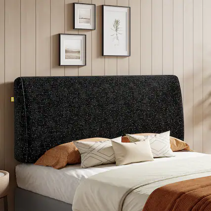Front. Pinmoco - 6.3 inch Ergonomic Upholstered Soft Headboard Foam Headboard Headboard - Starry Black.