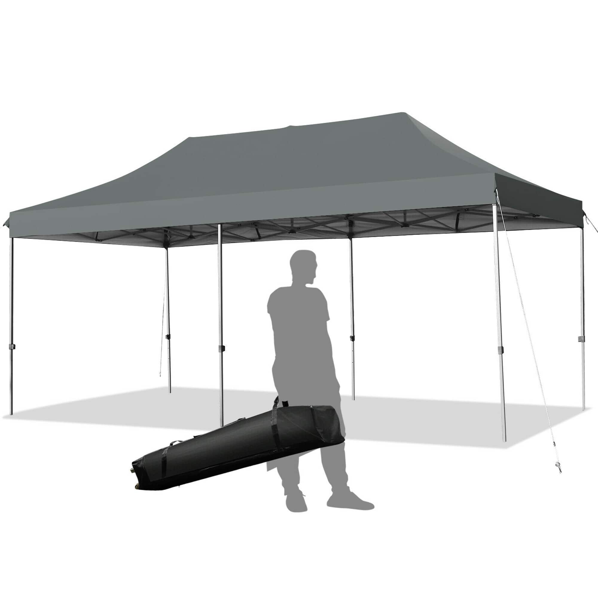 Costway - 10'x20' Pop up Canopy Tent Folding Heavy Duty Sun Shelter Adjustable W/Bag - Gray price history on PriceWatchPro