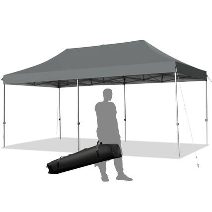 Front. Costway - Costway 10'x20' Pop up Canopy Tent Folding Heavy Duty Sun Shelter Adjustable W/Bag - Grey.
