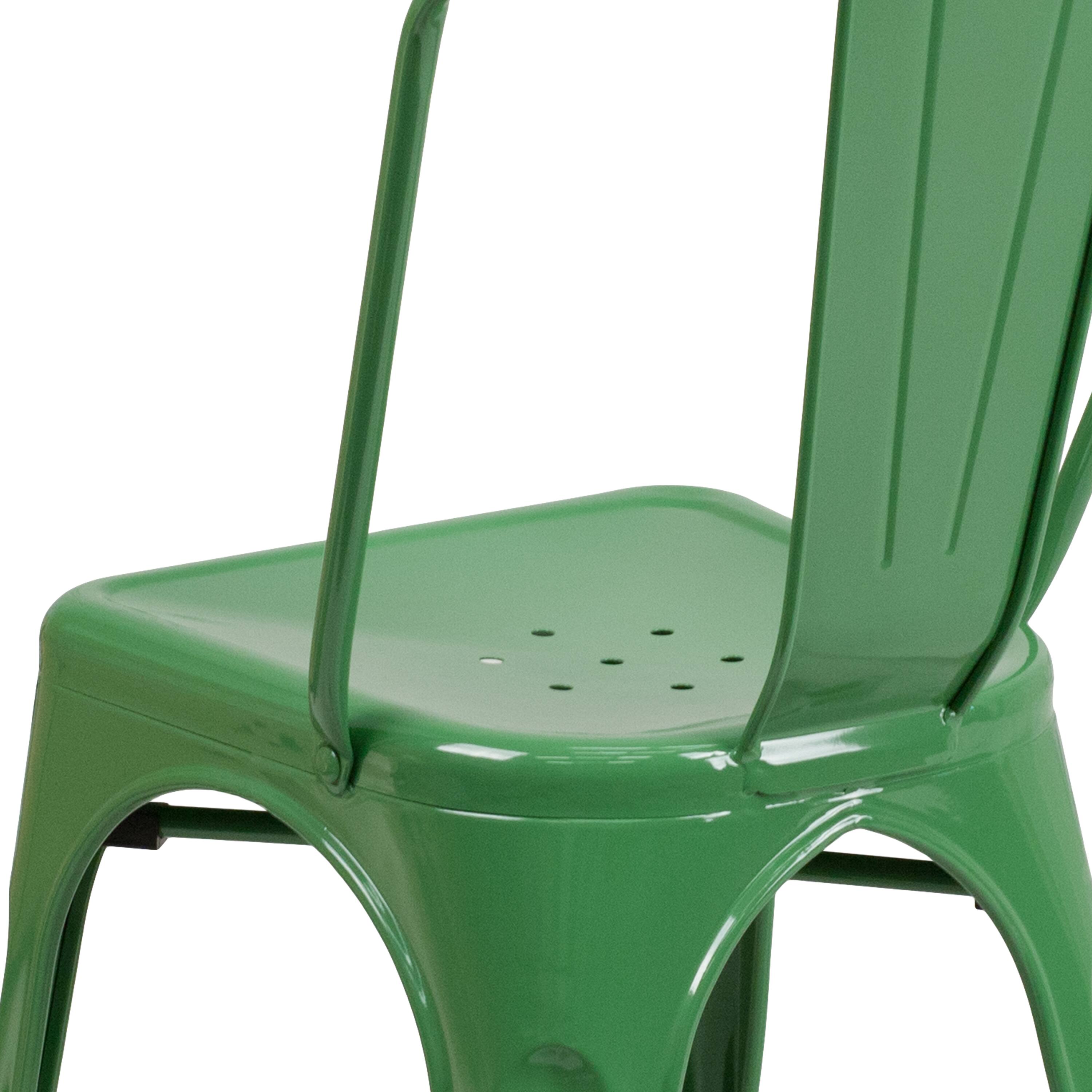 Alt View 9. Emma + Oliver - Commercial Grade Colorful Metal Indoor-Outdoor Stackable Dining Chair - Green.