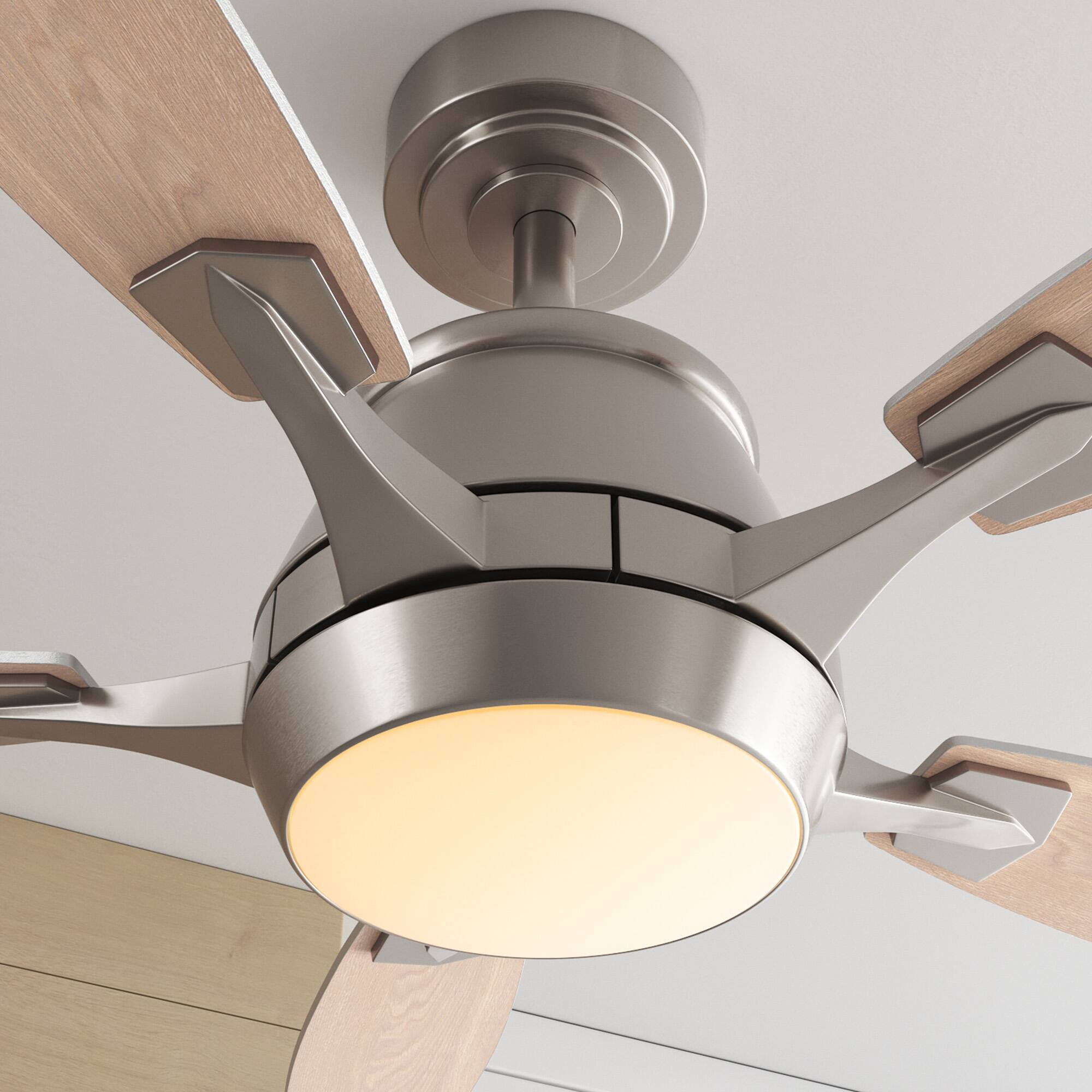 Alt View 6. Siljoy - 42" Modern Low Profile Ceiling Fan with Light and APP/Remote,DC Reversible Motor, Dimmable LED for Bedroom/Living Room - Nickel.